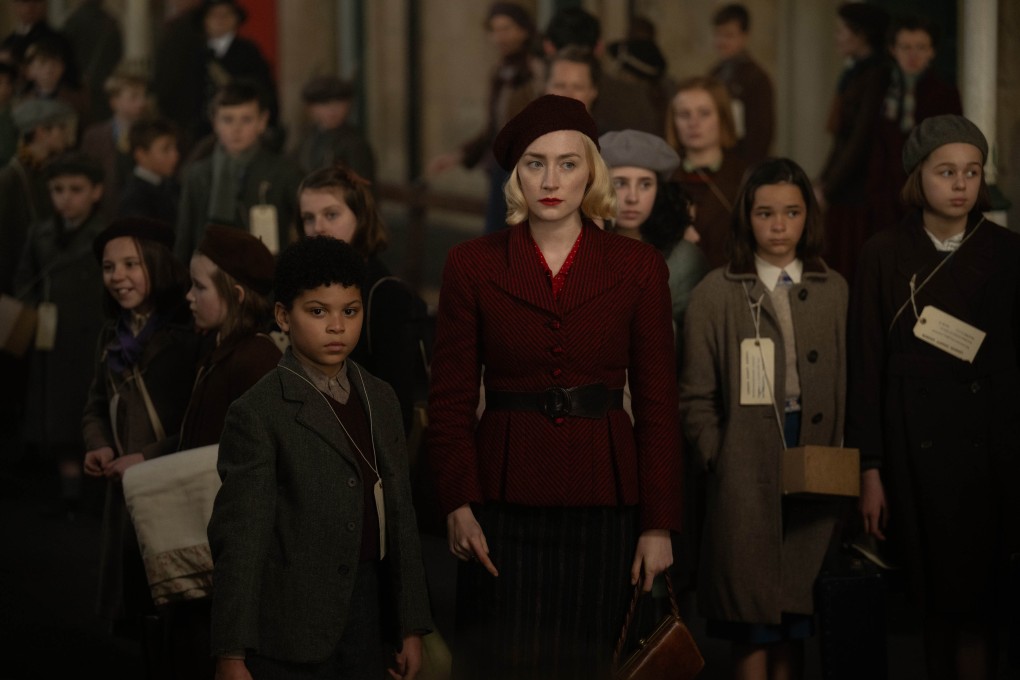 Elliott Heffernan as George) and Saoirse Ronan as his mother, Rita, in a still from Blitz, directed by Steve McQueen. Photo: Apple TV+