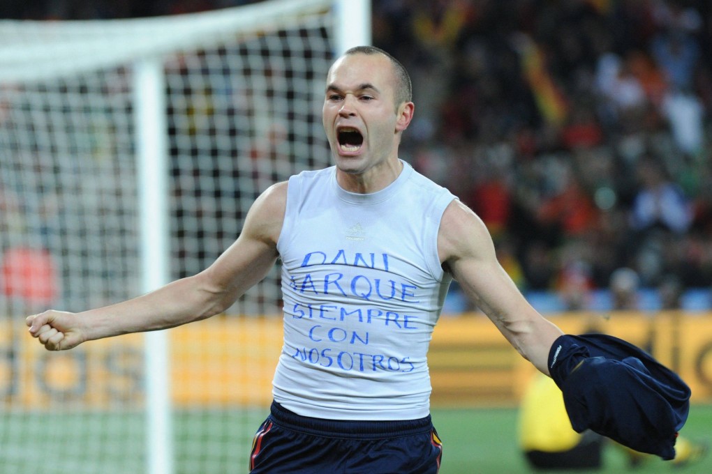 Andrés Iniesta celebrates after scoring the only goal of the 2010 World Cup final against Netherlands. Photo: AFP