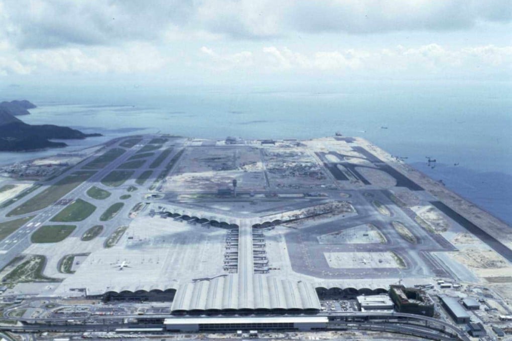 Aerial view of the Hong Kong International Airport in Chek Lap Kok in June 1998. Photo: Foster + Partners