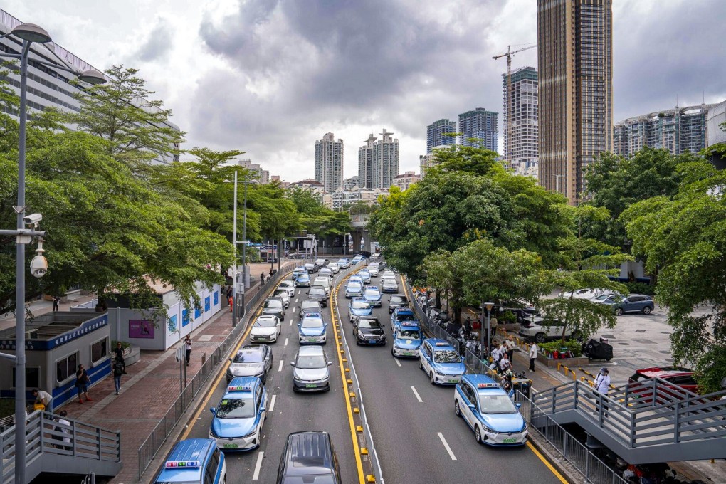 Taxis in Shenzhen near the border with Hong Kong. Photo: Bloomberg