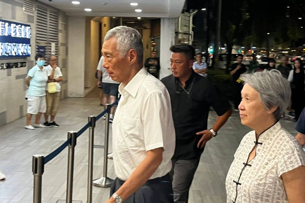 Singapore’s former prime minister Lee Hsien Loong and his wife Ho Ching arrive at Singapore Casket at Lavender Street on Thursday, for the wake of his sister Lee Wei Ling. Photo: Jean Iau