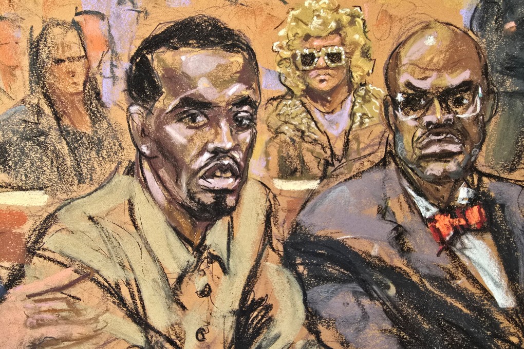 Sean ‘Diddy’ Combs’, accompanied by lawyer Anthony Ricco, in the courtroom. Photo: Reuters/Jane Rosenberg