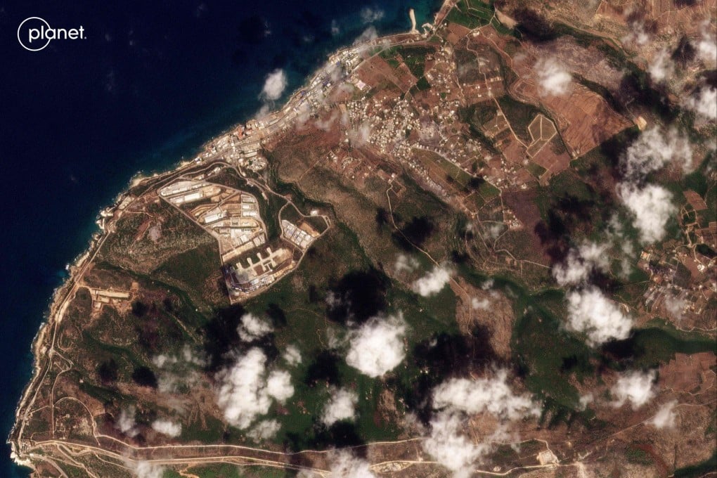 A satellite view of the UNFIIL base in the costal area of Naqoura in southern Lebanon. Photo: Planet Labs PBC via AFP