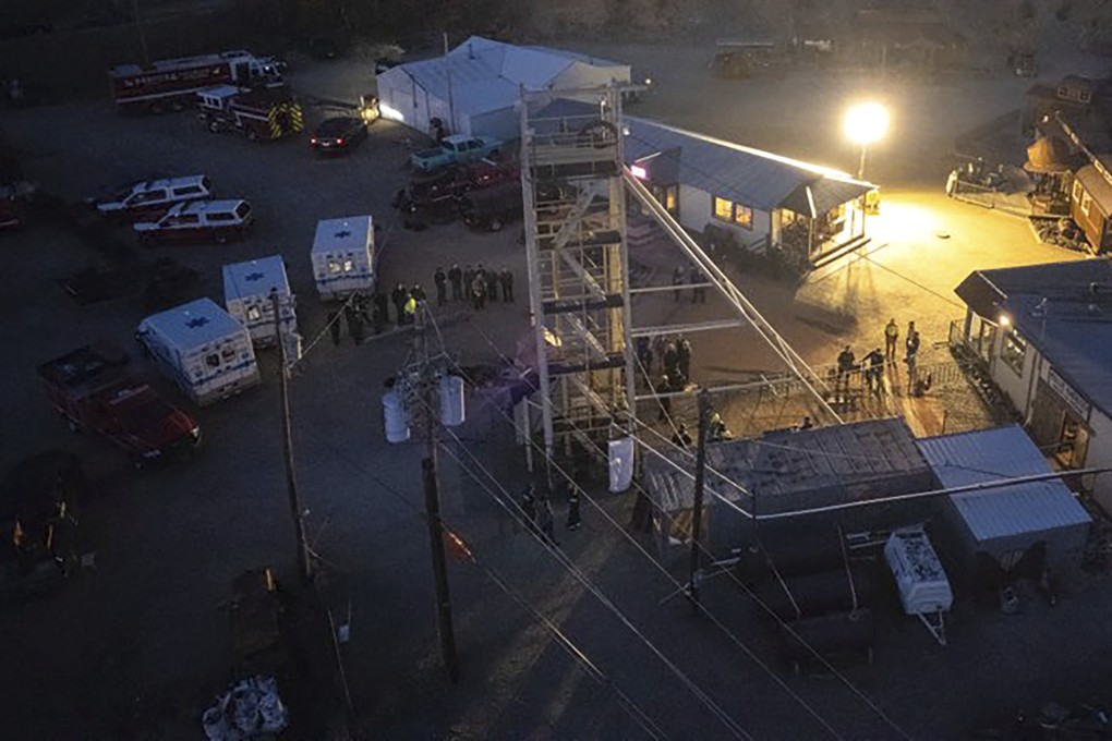 A winch brings up trapped mine visitors at the Mollie Kathleen Gold Mine. Photo: The Gazette via AP
