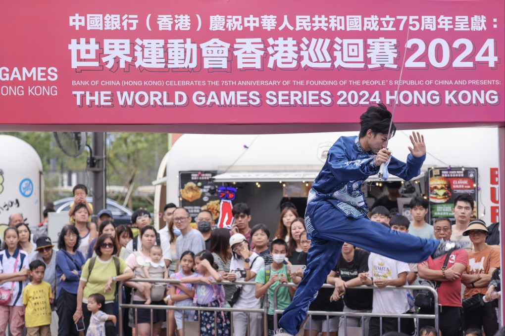 A wushu competitor shows of his skills. Photo: Nora Tam