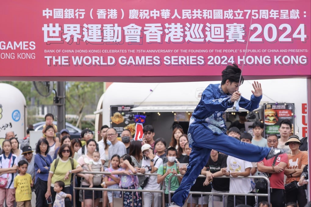 A wushu competitor shows of his skills. Photo: Nora Tam
