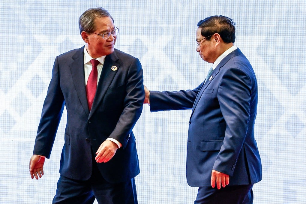 China’s Premier Li Qiang (left) and his Vietnamese counterpart Pham Minh Chinh at this week’s forum in Laos. The pair will meet again when Li visits Vietnam. Photo: EPA-EFE