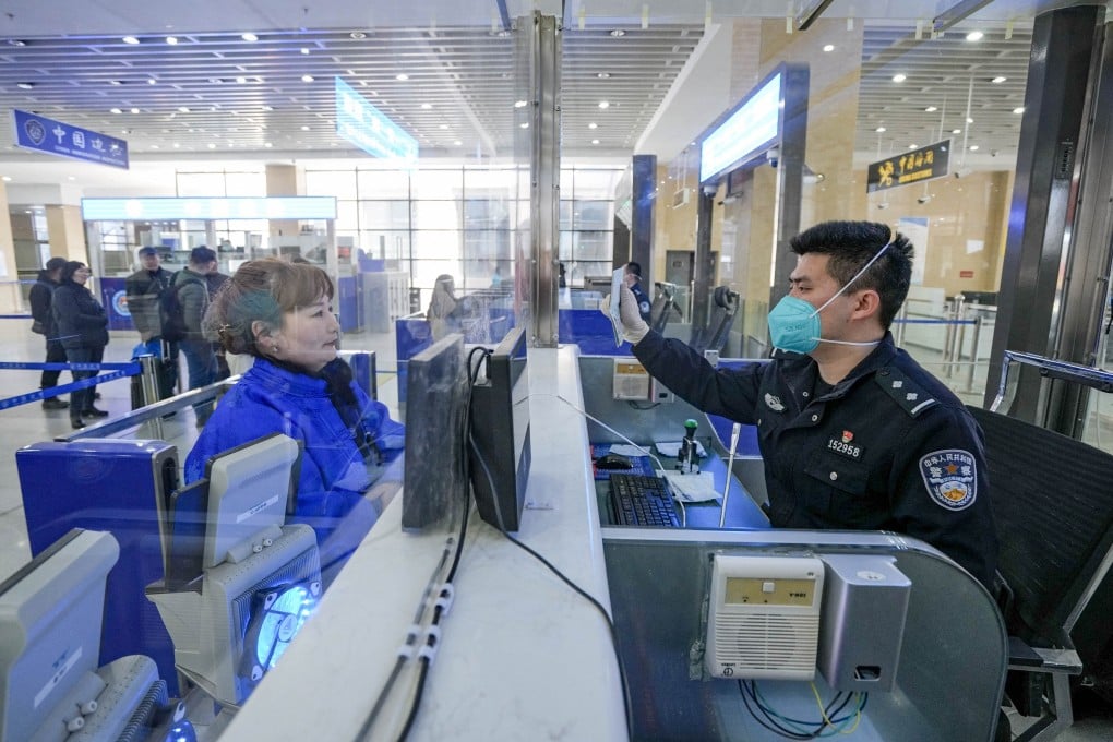 Passengers queueing to pass through China Immigration Inspection in the border city of Erenhot. Photo: AFP