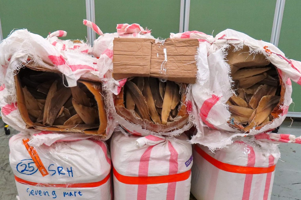 The goods impounded by Hong Kong customs on October 10 included 460kg of dried shark fins. Photo: ISD