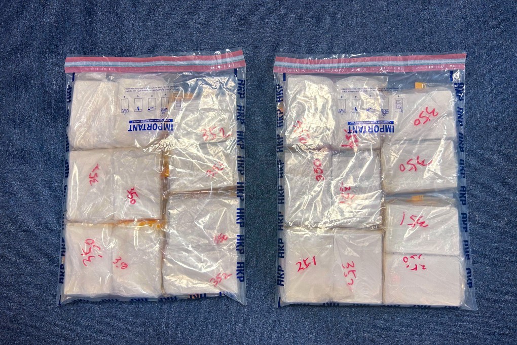 Hong Kong police arrested three suspected drug traffickers during a raid at a Tsing Yi warehouse on Saturday. Photo: Handout.