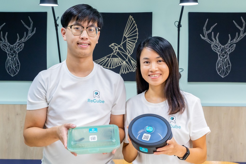 ReCube founders Kelvin Tsui and Amy Lai are championing sustainable tableware. Photo: Kong Yat-pang
