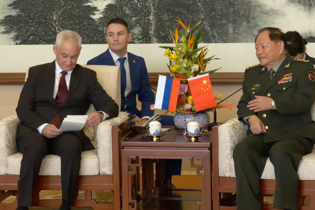Andrei Belousov, Russia’s Defence Minister, spoke to senior Chinese commanders and officials, including Zhang Youxia, vice-chairman of China’s Central Military Commission. Photo: Reuters