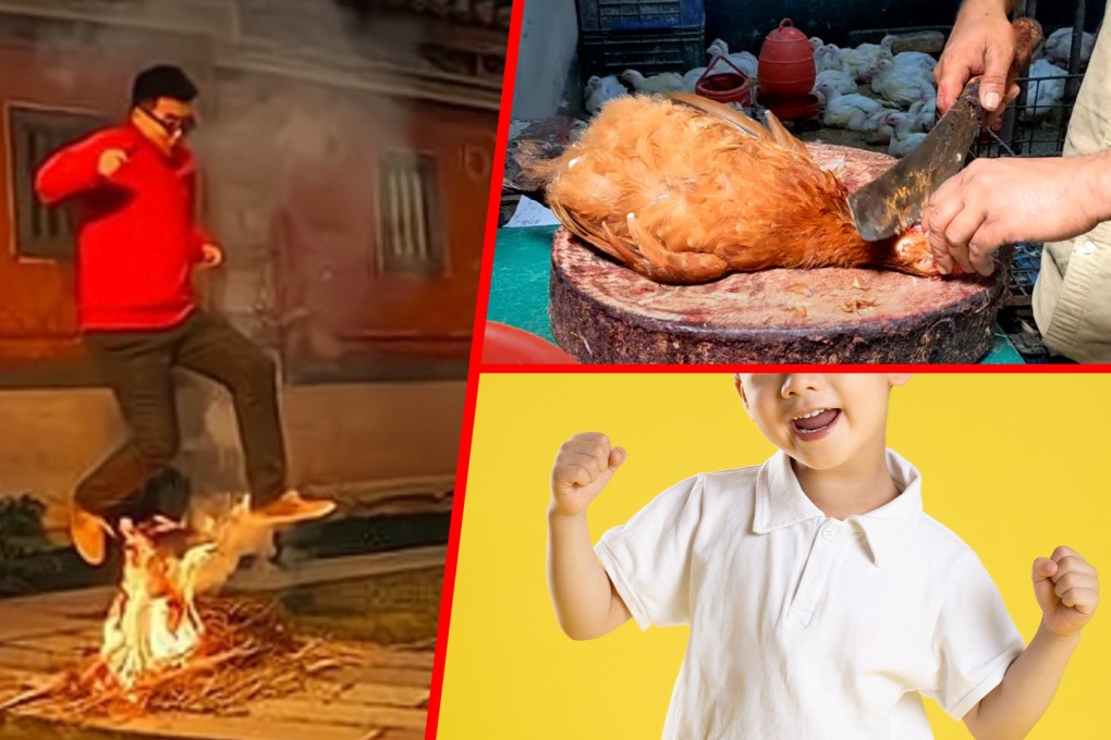 China rituals to expel evil spirits, bad luck beheading roosters, utilising boys’ urine