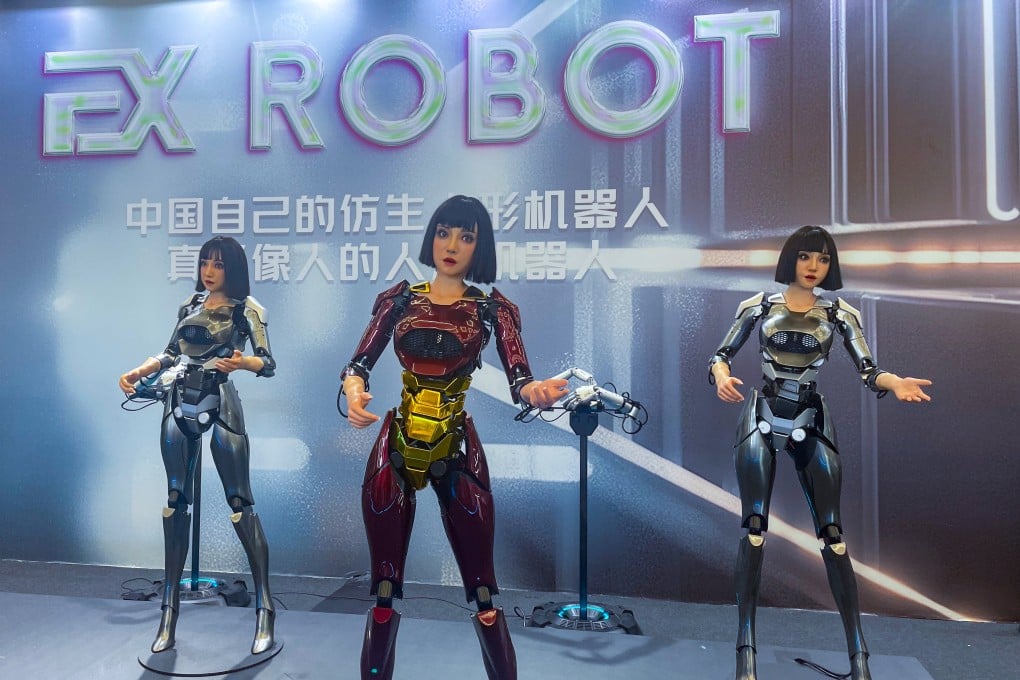 Humanoid robots on display at the 2024 World Robot Conference at Etrong International Exhibition and Convention Centre in Beijing on August 22. Photo: Luna Sun