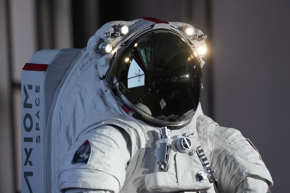Axiom Space presented its spacesuit, co-designed with Prada, at a press conference in Milan, Italy, on Wednesday. Photo: AP