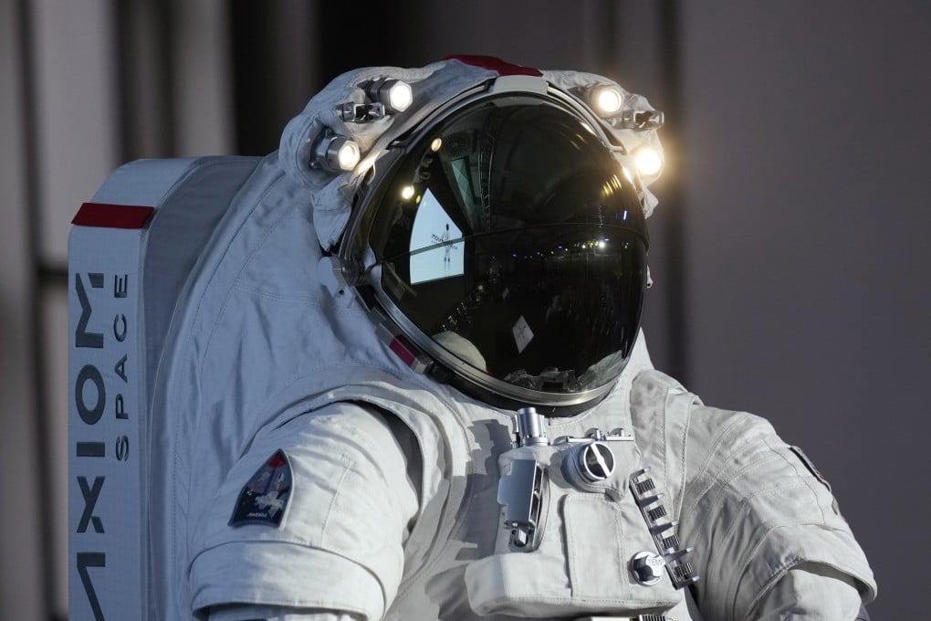 Axiom Space presented its spacesuit, co-designed with Prada, at a press conference in Milan, Italy, on Wednesday. Photo: AP