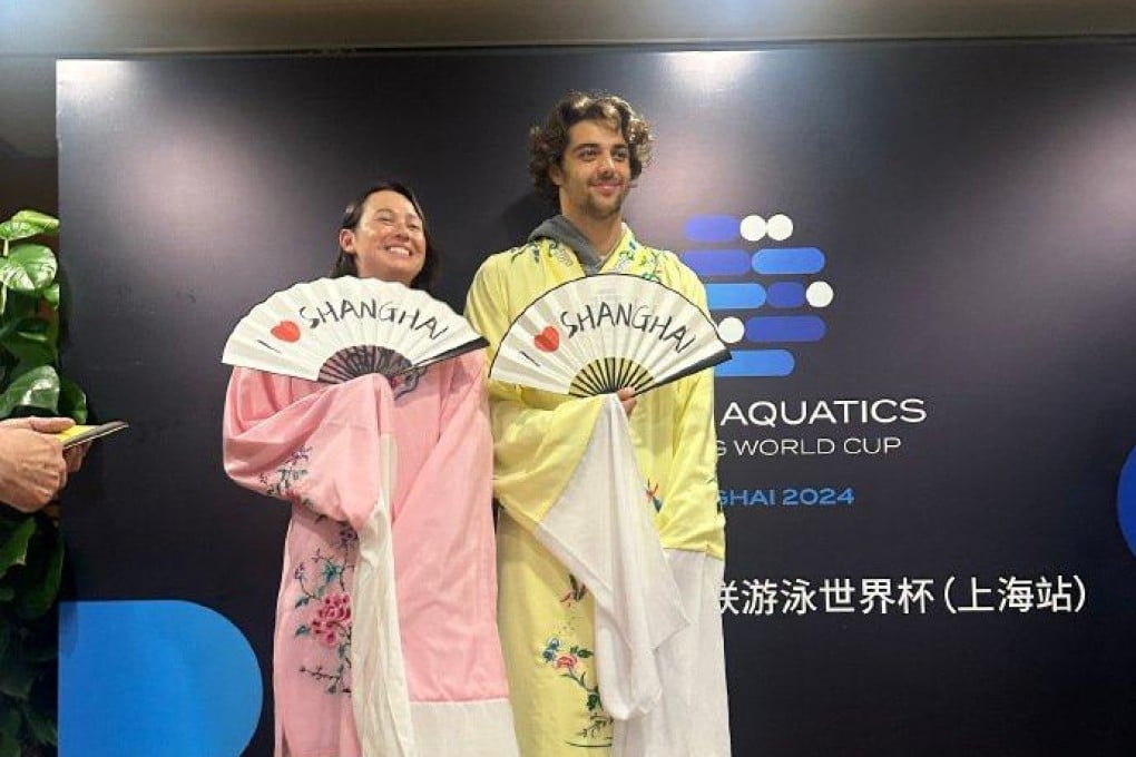 Siobhan Haughey and Thomas Ceccon sport Chinese opera dresses. X/@CHNswim_fan