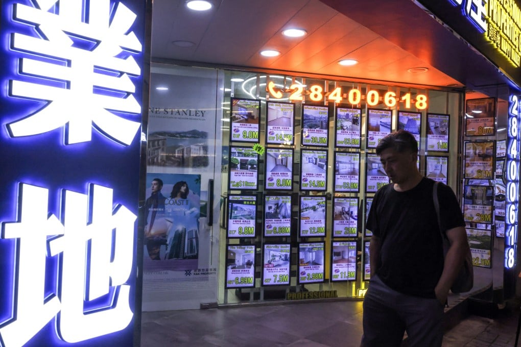 Properties priced above HK$30 million are displayed at an estate agent’s office in Happy Valley on October 16, 2024. Photo: Nora Tam