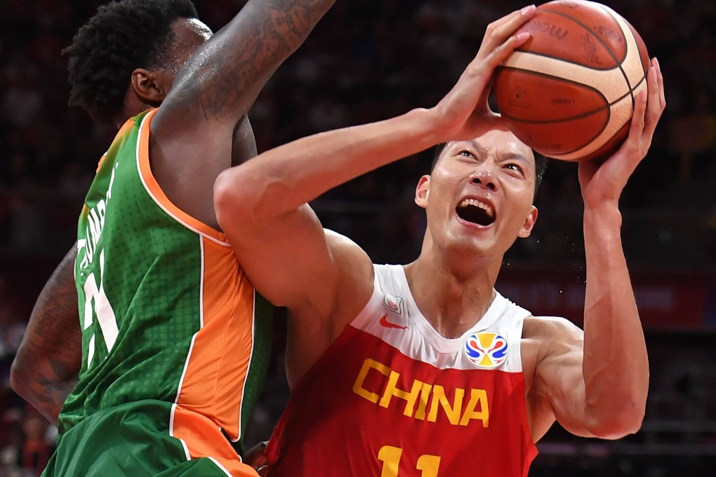 China’s Yi Jianlian holds the ball during a World Cup game against Ivory Coast in Beijing in 2019. Photo: AFP