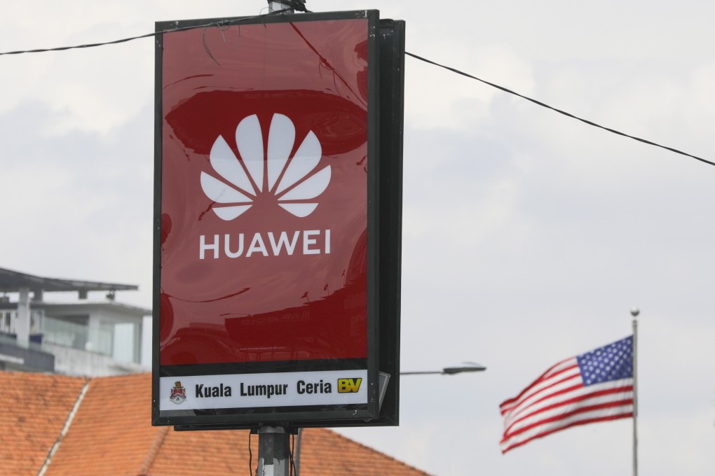 The Huawei logo is seen near the US embassy in Kuala Lumpur, Malaysia. Photo: EPA-EFE