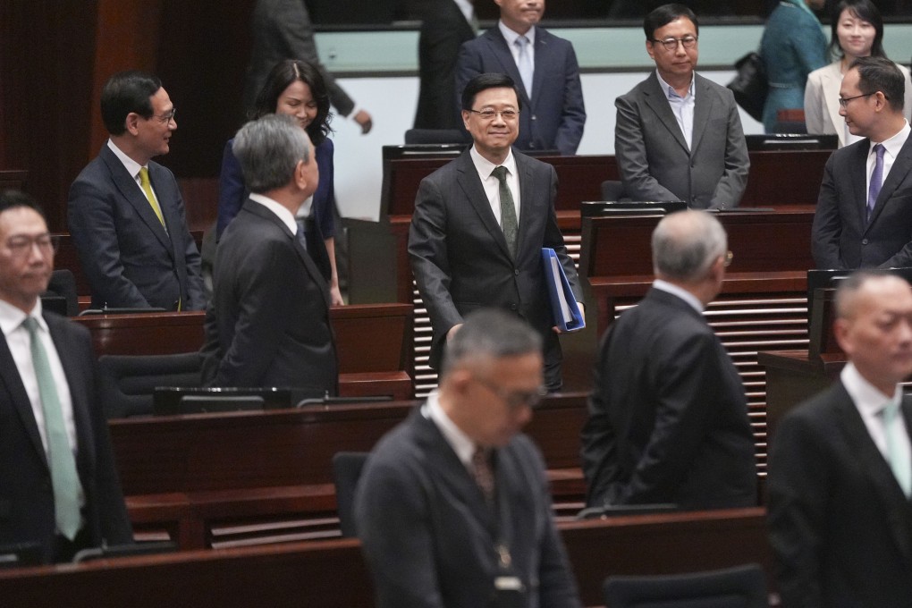 Chief Executive John Lee arrives to deliver his third policy address at the Legislative Council on October 16. Photo: Eugene Lee