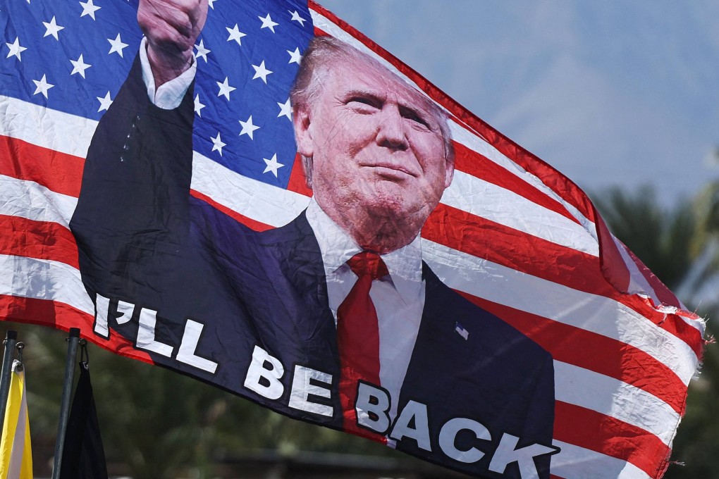 A Donald Trump flag flies before a campaign rally for the Republican presidential nominee on October 12, 2024 in California. Photo: Getty Images via AFP