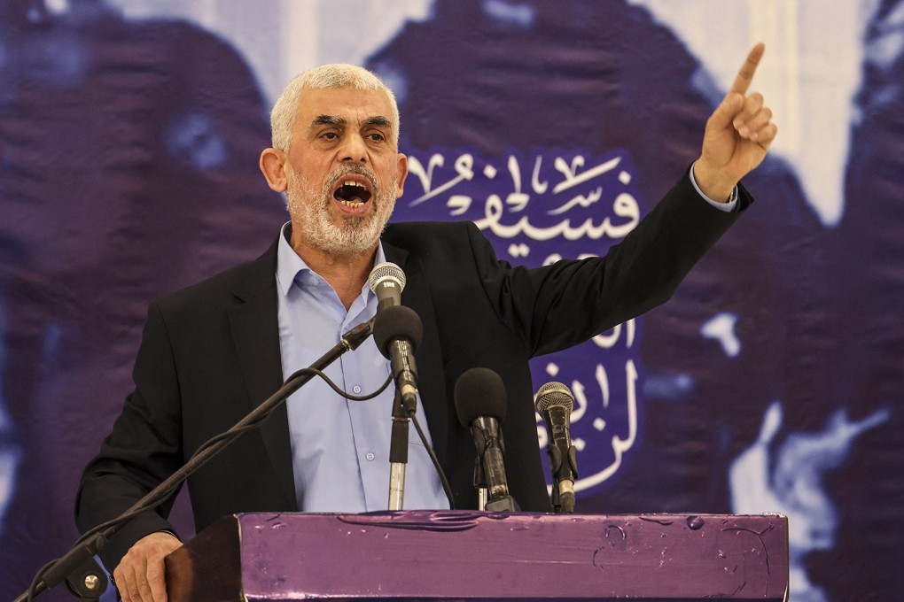 Yahya Sinwar speaks during a meeting in Gaza City in April 2022. Photo: TNS