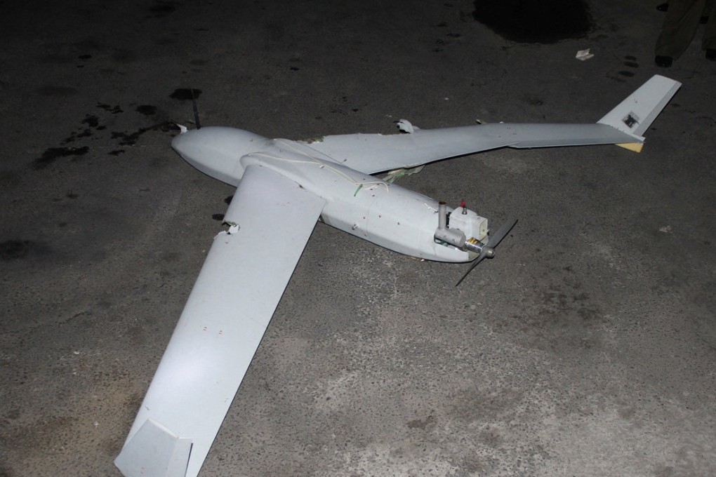 The remains of a crashed drone are seen in a photo released by North Korean state media on Saturday. Photo: KCNA via Reuters