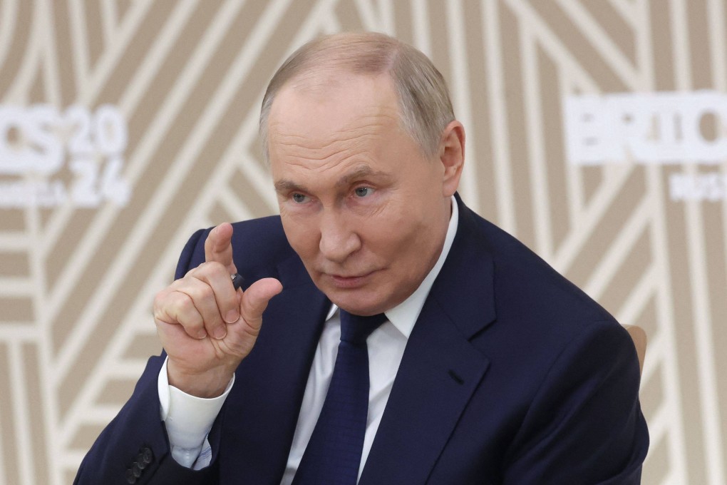 Russia’s President Vladimir Putin meets the heads of leading media outlets from Brics member countries in the Moscow region on Friday. Photo: AFP