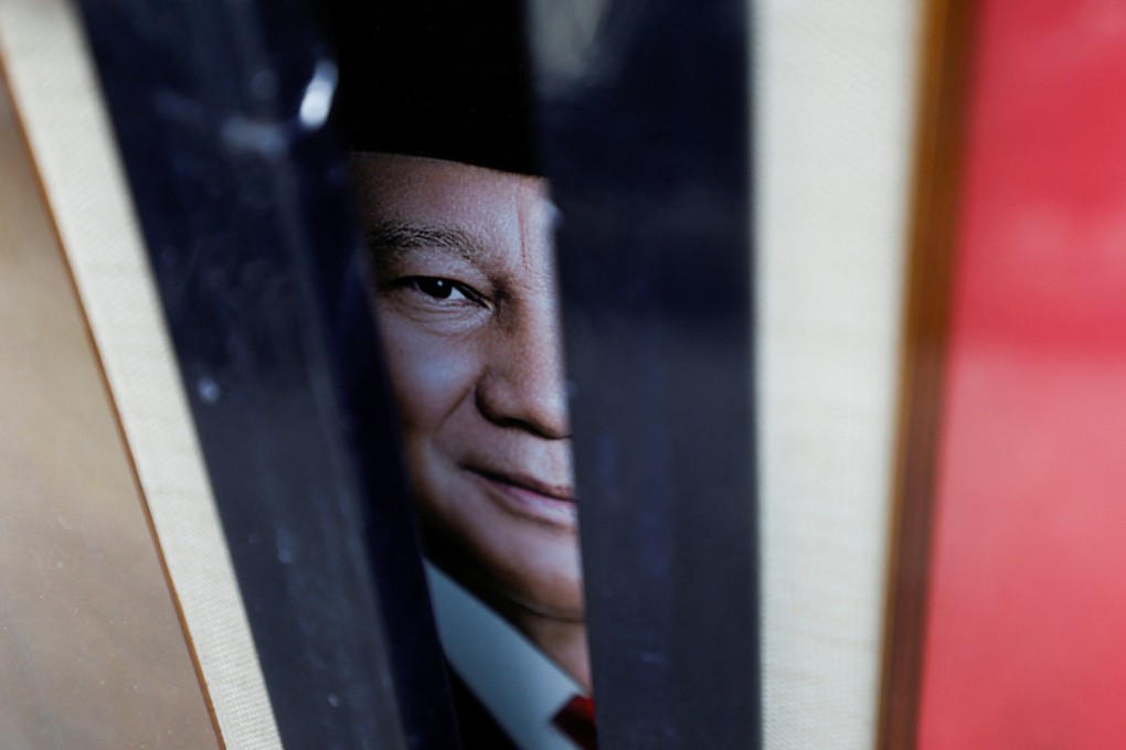 A picture of Prabowo Subianto, Indonesia’s president-elect, is seen at a stall in Jakarta on Friday ahead of his inauguration. Photo: Reuters