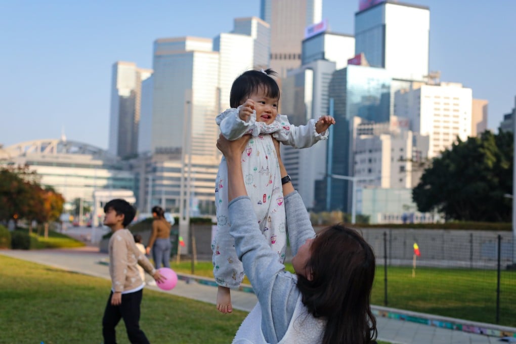 A mother with her child at a park in Admiralty. Photo: Xiaomei Chen