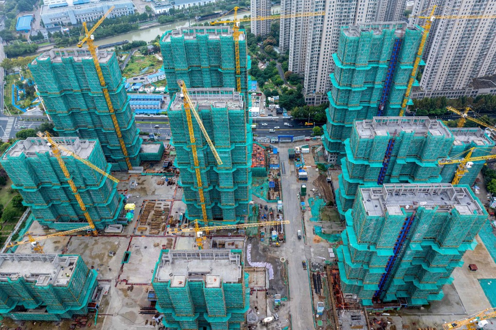 The aerial photo shows a general view of a residential housing complex under construction in Huaian in eastern China’s Jiangsu province. Photo: AFP