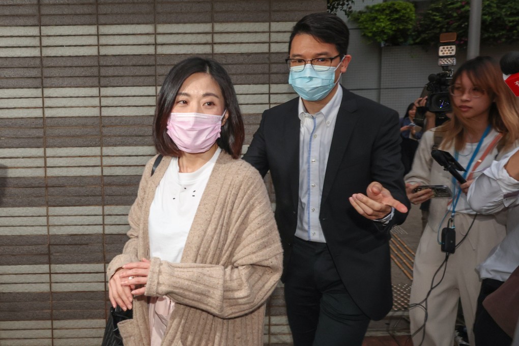 Vivien Chuang (left) and her husband Chiu Ming-yu are seen leaving Kowloon City Court in April of last year. Photo: Yik Yeung-man