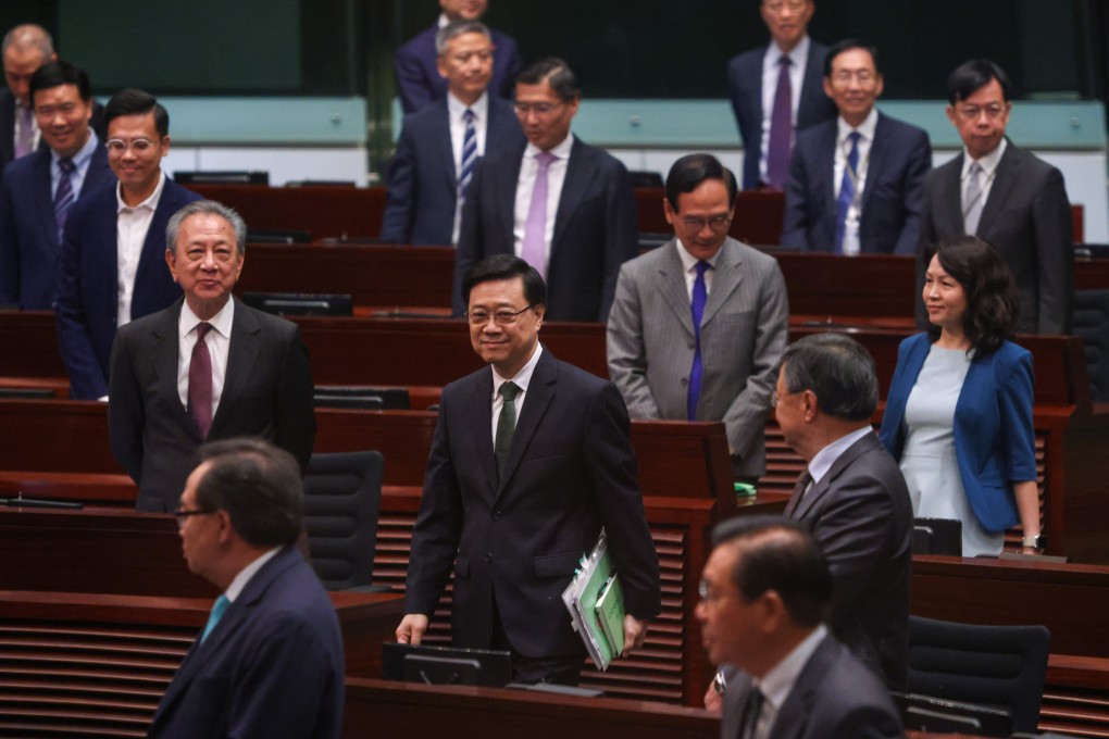 Chief Executive John Lee at a question and answer session held in the Legislative Council chamber after the release of this year’s policy address. Photo: Nora Tam