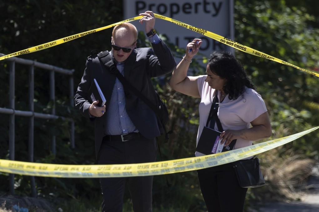 Investigators at the scene of the shooting, in Surrey, British Columbia in 2022. File photo: The Canadian Press via AP