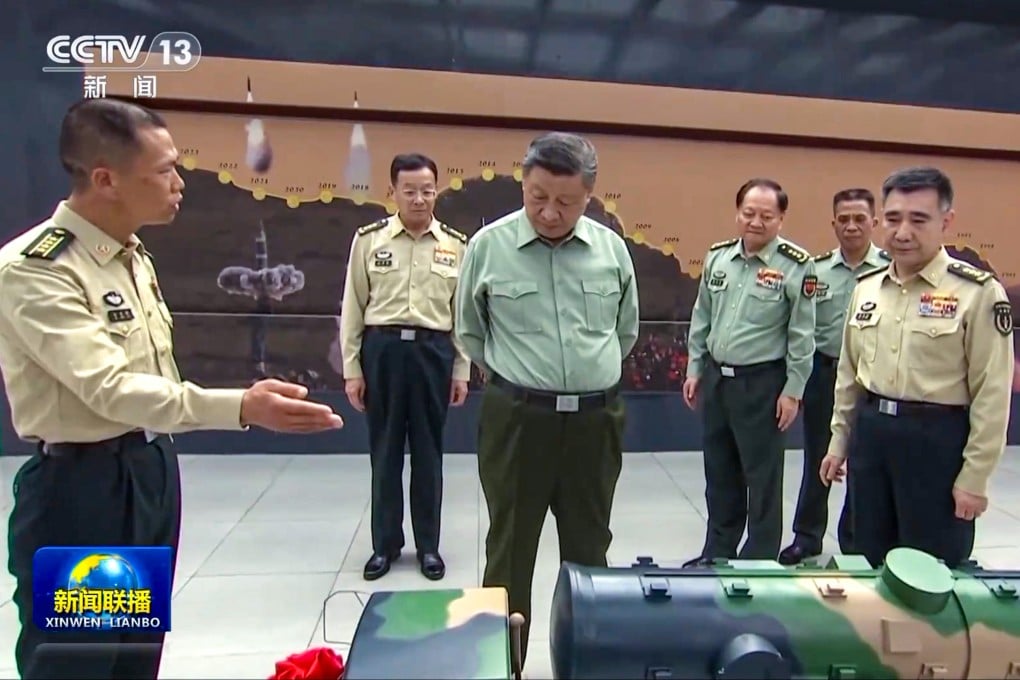 Chinese President Xi Jinping inspected a brigade of the People’s Liberation Army Rocket Force last week. Photo: CCTV