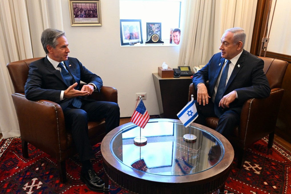 US Secretary of State Antony Blinken (left) holds talks with Israeli Prime Minister Benjamin Netanyahu in Jerusalem on Tuesday. Photo: EPA-EFE/GPO