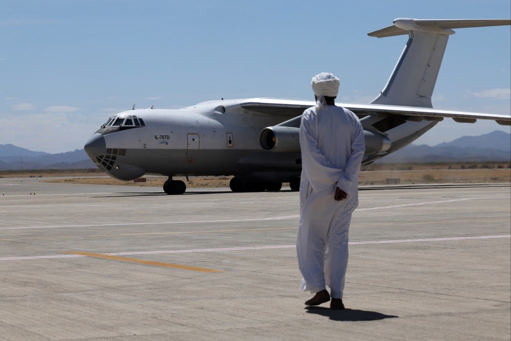 An Ilyushin Il-76 aircraft carrying supplies from the United Arab Emirates, at the Port Sudan airport in 2023. File photo: AFP