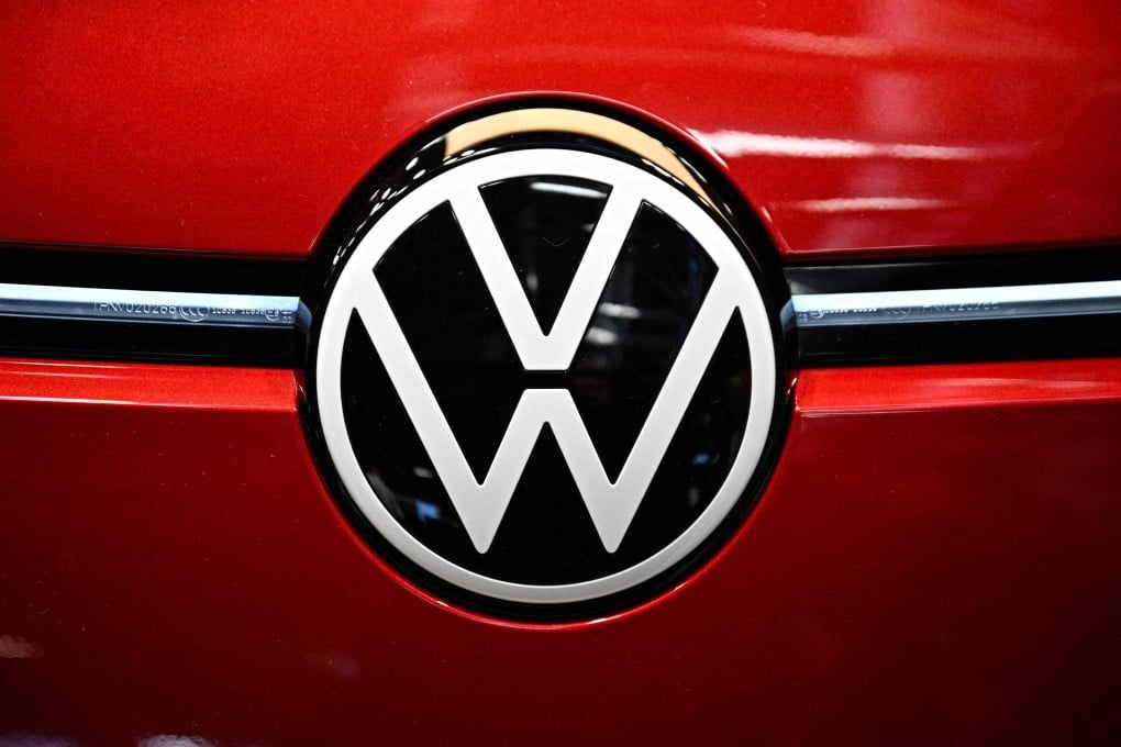 A Volkswagen logo is seen at a motor show in Paris on October 16, 2024. Photo: AFP