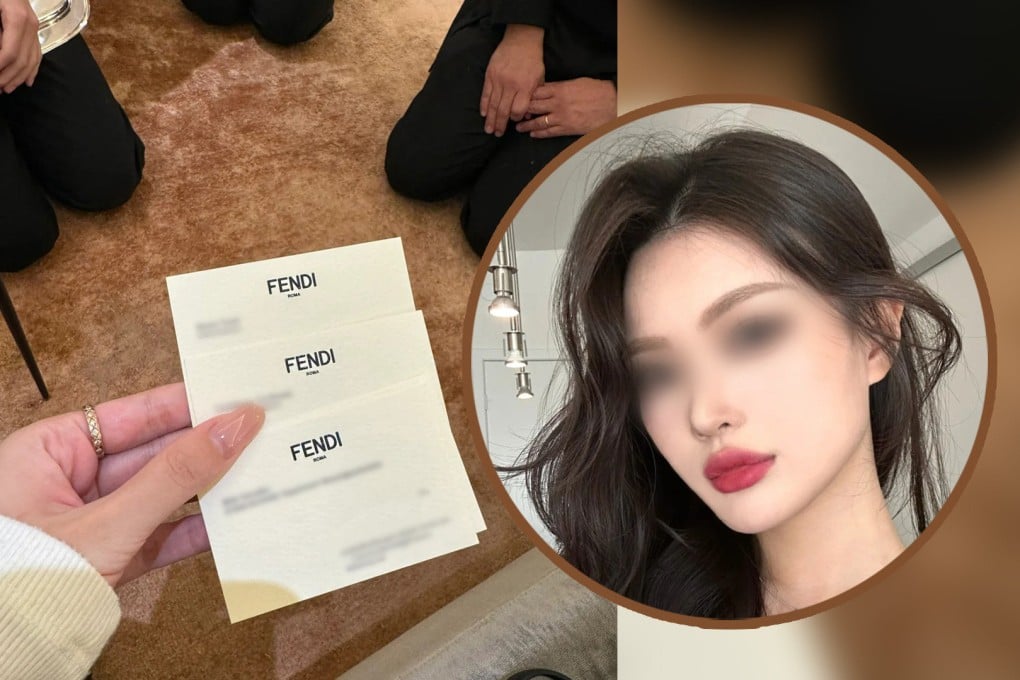 Sales staff at a Japan boutique kneel in apology before customer from China after she complains about rude service. Photo: SCMP composite/Xiaohongshu