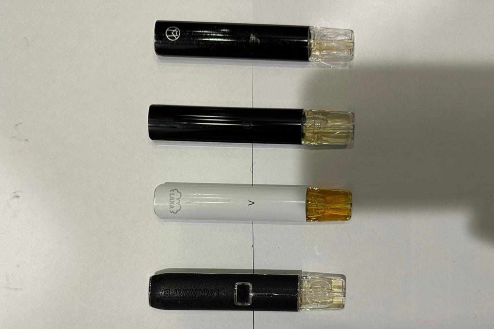 Evidence seized by police last week when officers arrested six teenagers on suspicion of selling or possessing space oil disguised as e-cigarette capsules. Photo: Hong Kong Police Force