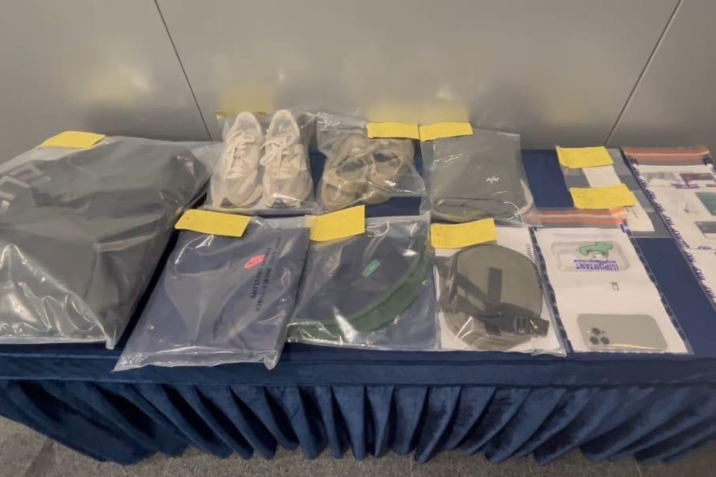 Police display evidence seized during the arrest of the nursing student. Photo: SCMP