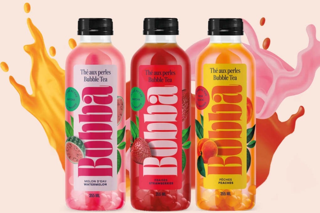 Bottles of bubble tea from Canadian drinks brand Bobba, which was recently called out by actor Simu Liu on the TV series Dragons’ Den after it pitched its “healthier” and “better” version of bubble tea. Photo: Bobba
