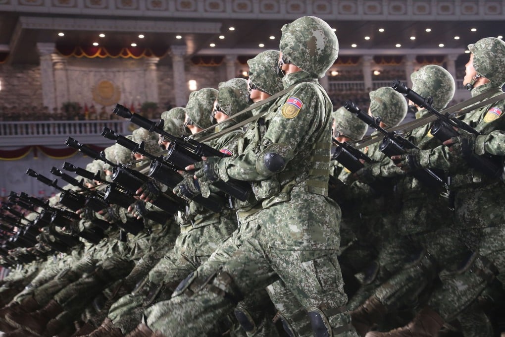 North Korean soldiers goose-step during a military parade in Pyongyang. Photo: KCNA/dpa
