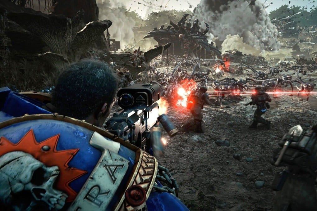 A screenshot from Warhammer 40,000: Space Marine 2, a new video game in the long-running wargame series. Image: Saber Interactive