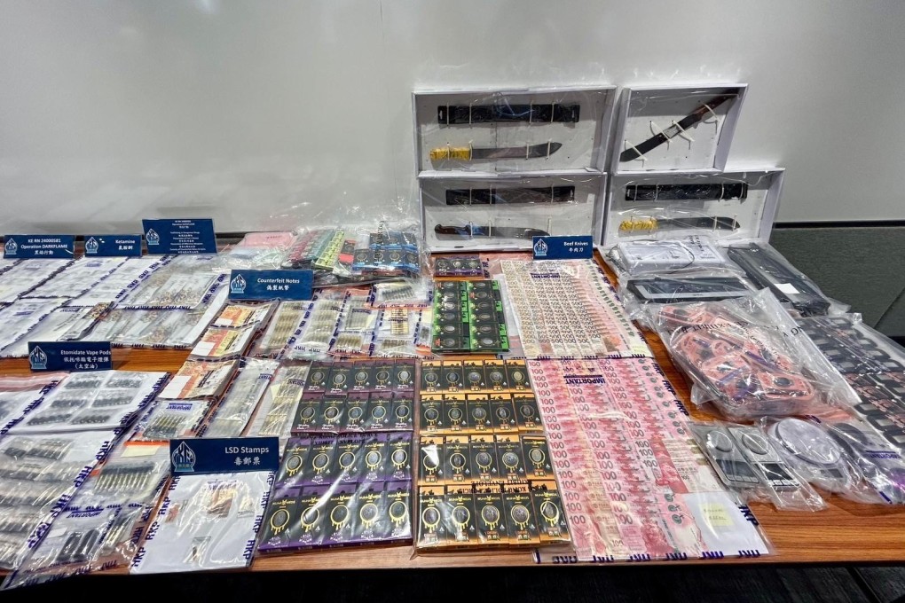 Hong Kong police display evidence seized during the operation. Photo: Handout