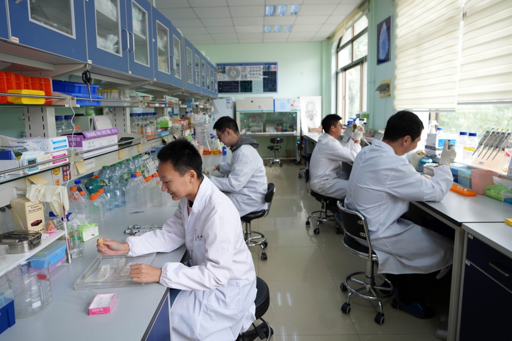 Researchers work in a laboratory at Ocean University of China in Qingdao, Shandong province, this month. Photo: Xinhua