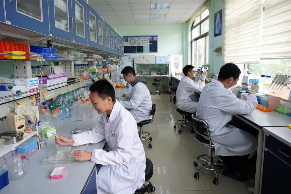 Researchers work in a laboratory at Ocean University of China in Qingdao, Shandong province, this month. Photo: Xinhua