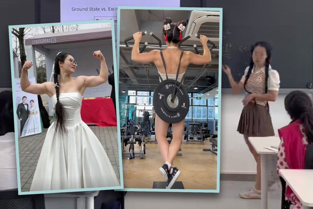 A muscle-bound academic in China is offering a combination of brain and brawn studies to PhD and doctoral students. Photo: SCMP composite/Douyin