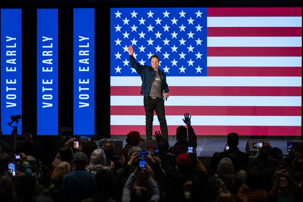 SpaceX and Tesla founder Elon Musk speaks during an America PAC town hall on October 26, 2024 in Lancaster, Pennsylvania. Musk has donated more than US$75 million to America PAC, which he co-founded to support Donald Trump. Photo: AFP